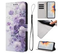 Tecno Camon 40 4G Case Leather Flip Shockproof 3D Painted PU Leather Phone Case for Tecno Camon 40 4G with Stand Function Card Holders Folio Soft Silicone Bumper Protective Cover,Purple Rose