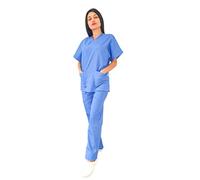 Tecno Hospital - Chaqueta hospitalaria - Ideal para Operadores Sanitarios, estéticas, enfermeras, médicos, para personal de laboratorio, etc - Casaca con escote en V - Unisex azul claro 4XL