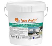 Tecno Prodist TECPINT SOL-SILICATO ECOLOGIC (4 Litros) Pintura al silicato mineral exterior e interior al agua, Paredes y Techos, Transpirable - Sin olor (BLANCO MATE)