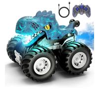 Tecnock Coche de dinosaurio teledirigido, 360 ° giratorio, coches RC de 2,4 GHz, juguete con spray, sonido ligero, juguete para niños de 3 a 8 años, regalo para niños y niñas