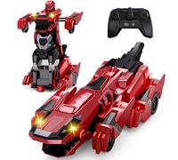 Tecnock Coche Dinosaurio RC Recargable 2025, 2.4GHz, Transformación con un Botón, Rotación 360°, Luces LED, Robot y Auto 2 en 1, Juguete para Niños/Niñas de 4-12 Años, Regalo Ideal