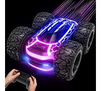 Tecnock Coche teledirigido a partir de 3 años, coche RC 360° flip/rotación de doble cara con luz LED, 4WD Offroad RC Drift Car, juguete para exteriores regalos para niños a partir de 3, 4, 5, 6, 7, 8,