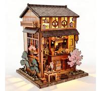 Tecnock Kit de construcción de casa en miniatura para adultos y jóvenes, Sakura Izakaya con luz táctil, decoración de libro Nook, rompecabezas de madera 3D, regalo para fans de Japón (Sakura-Izakaya)