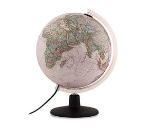 TECNODIDATTICA - Globo Terráqueo NATGEO Executive 30 | Cartografía Físico-Política oficial National Geographic Executive al estilo antiguo | Iluminado y giratorio | Texto en Español | Diámetro 30 cm