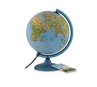 Tecnodidattica - Globo Terráqueo Safari para Niños y Adolescentes | Iluminado y giratorio | Cartografía ilustrada y folleto con Información | Meridiano graduado | Texto en Español | Diámetro 25 cm