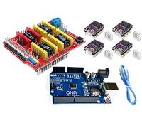 TECNOIOT Pack Impresora 3D - Placa de Desarrollo + Placa de expansión CNC Shield V3 + 4pcs Controlador de Motor Paso a Paso DRV8825 con disipador de Calor + Cable