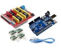 TECNOIOT Pack Impresora 3D - Placa de Desarrollo + Placa de expansión CNC Shield V3 + 4pcs Controlador de Motor Paso a Paso A4988 con disipador de Calor + Cable