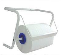 Tecnokit dispensador Bobina Papel de Banco y Pared, para Rollos Toalla industriales y domésticos, Estructura en Acero Blanco 42x25x34h con Kit de Montaje Incluido