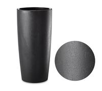 Tecnokit Maceta para Plantas de Interior y Exterior, diseño Moderno con Efecto Cemento, Almendra y Antracita, Maceta Alta con platillo Hierba musa, Mate, 35 x 70 y 35 x 90 cm (Antracita, 35 x 70 cm)