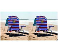 TECNOLIFE Pack 2 Sillas Playa PLAGABLE Asas Tipo Mochila Tommy Bahamas Rayas Modelo 2022