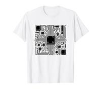 Tecnología. Circuito. Computadora Camiseta gráfica económica, Hombre, Blanco, S