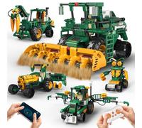 Tecnología de robot infantil, 5 en 1, kit de montaje con aplicación y control remoto RC Technic Robot/tractor/combinador/carro de agua, 313 piezas RC programable regalo para niños 5 6 7 8 10 años