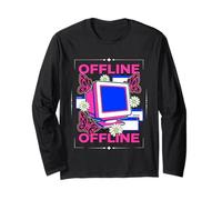 Tecnología informática Retro del Y2K sin conexión a Internet, estética cibernética Manga Larga