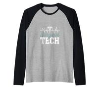 Tecnología quirúrgica Divertida Diciendo ECG Latido del corazón Caduceo Camiseta Manga Raglan