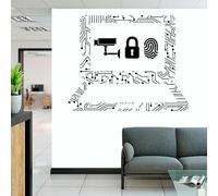 Tecnología TI Pegatina de pared de vinilo Ciberseguridad Portátil Internet Empresa de tecnología digital Oficina corporativa Decoración de pared 53x42cm
