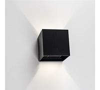 TECNOLUX EURO Aplique de pared impermeable LED cuadrado negro de estilo moderno de 6 W. 4000 K. Se puede instalar luz neutra en interiores y exteriores [Clase de ahorro de energía A ++]