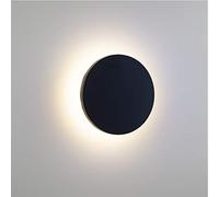 TECNOLUX EURO Aplique de pared impermeable LED redondo negro de estilo moderno de 12 W, se puede instalar en interiores y exteriores luz cálida de(4000K