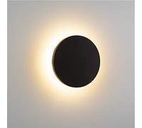 TECNOLUX EURO Aplique de pared impermeable LED redondo negro de estilo moderno de 12 W, se puede instalar en interiores y exteriores Luz Amaria (3000K