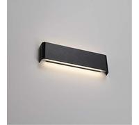 TECNOLUX EURO Aplique de pared LED impermeable de tira larga negra estilo moderno de 8W, se puede instalar en interiores y exteriores, luz cálida (4000K