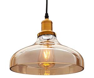 TECNOLUX EURO LAMPARA DE TECHO BOLA DE CRISTAL COLGANTE 260 MM X 260 MM X130 MM DE CAMBRE 1 METRO DE LARGO, E27 COLOR COLOR MARRON