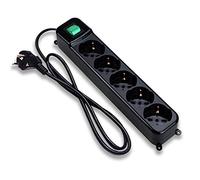 Tecnoware Power Systems Multienchufe - Regleta con 5 Salidas SCHUKO/Italia 10/16A inclinadas de 45 ° - Interruptor de luz y Sistemas de Seguridad para niños. - Enchufe de Entrada SCHUKO