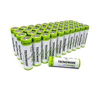 Tecnoware Power Systems - Pilas Alcalinas AA, paquete de 40, 1,5V, Energía Duradera para Juguetes y Mandos, Protección Antifugas, Ecológicas con Embalaje Reciclable, AA