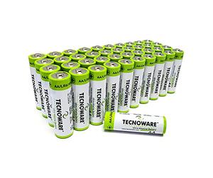 Tecnoware Power Systems - Pilas Alcalinas AA, paquete de 40, 1,5V, Energía Duradera para Juguetes y Mandos, Protección Antifugas, Ecológicas con Embalaje Reciclable, AA