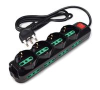 Tecnoware Power Systems Regleta Power Cleaner 12, 4 Salidas Schuko/Italia, 8 Salidas 10/16A, Interruptor Luminoso, Protección para Niños, Cable de 1,5 m, Entrada Italia 16A 90°, Negro