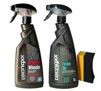 Tecnoxx Pack Bloody Wheels + Tyres Up - Limpia Llantas Descontaminante Férrico con Efecto Sangrado y Abrillantador Hidratante de Neumáticos con Protección UV