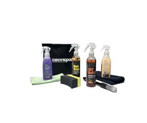 Tecnoxx Smart Detailing Bag - Kit Limpieza Coche Bolsa Maletero Restaurador de Plásticos, Abrillantador de Interiores Limpiador Multiusos Pantallas táctiles Cepillo Esponja Bayeta Microfibra Cristales