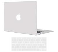 TECOOL Funda Compatible con MacBook Air 13,3 Pulgadas 2010-2017 (A1466 A1369), Carcasa de Plástico Ultrafina y Cubierta de Teclado en UE, Translúcido Blanco