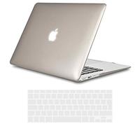 TECOOL Funda para MacBook Air 13 Pulgadas, 2017-2010 Modelo A1466 A1369 Case, Carcasa Protectora Dura de Plástico Brillante y Cubierta del Teclado Español, cristal gris