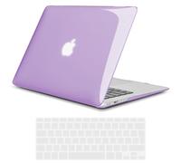 TECOOL Funda para MacBook Air 13 Pulgadas, 2017-2010 Modelo A1466 A1369 Case, Carcasa Protectora Dura de Plástico Brillante y Cubierta del Teclado Español, Cristal violeta