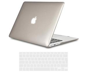 TECOOL Funda para MacBook Air 13 Pulgadas, 2017-2010 Modelo A1466 A1369 Case, Carcasa Protectora Dura de Plástico Brillante y Cubierta del Teclado Español, cristal gris
