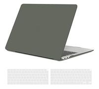 TECOOL Funda para MacBook Air 13 Pulgadas M1 A2337 A2179 A1932, 2020 2019 2018 Touch ID, Carcasa Protectora Dura de Plástico Mate y Cubierta del Teclado Español, Medianoche Verde