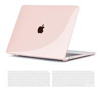 TECOOL Funda para MacBook Air 13 Pulgadas M1 A2337 A2179 A1932, 2020 2019 2018 Touch ID, Carcasa Protectora Dura de Plástico Brillante y Cubierta del Teclado Español, Rosa tiza cristal