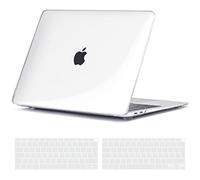 TECOOL Funda para MacBook Air M1 (A2337) y MacBook Air 13" Retina 2020 2019 2018 (A2179 A1932) con Touch ID, Carcasa de Plástico Ultrafina y Cubierta del Teclado UE, Cristal Transparente