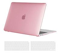 TECOOL Funda para MacBook Air M1 (A2337) y MacBook Air 13" Retina 2020 2019 2018 (A2179 A1932) con Touch ID, Carcasa de Plástico Ultrafina y Cubierta del Teclado UE, Fucsia Cristal
