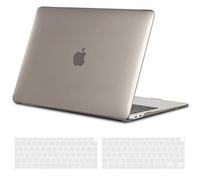 TECOOL Funda para MacBook Air M1 (A2337) y MacBook Air 13" Retina 2020 2019 2018 (A2179 A1932) con Touch ID, Carcasa de Plástico Ultrafina y Cubierta del Teclado UE, Gris Cristal