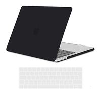 TECOOL Funda para MacBook Pro 15 Pulgadas 2019 2018 2017 2016, Modelo A1990 A1707 con Touch Bar, Carcasa Protectora Dura de Plástico Mate y Cubierta del Teclado Español, Negro