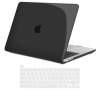 TECOOL Funda para MacBook Pro 16 Pulgadas 2020 2019 con Touch Bar, Modelo A2141, Carcasa Protectora Dura de Plástico Brillante y Cubierta del Teclado Español, Negro Cristal