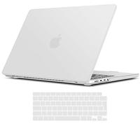 TECOOL Funda para MacBook Pro 16 Pulgadas M4 M3 M2 M1 Pro/MAX 2021-2025 (A3403 A3186 A2991 A2780 A2485), Carcasa de Plástico Ultrafina y Cubierta del Teclado UE, Esmerilado Transparente