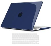 TECOOL Funda para MacBook Pro 16 Pulgadas M5 M4 M3 M2 M1 Pro MAX 2021-2026, Carcasa de Plástico Ultrafina y Cubierta del Teclado UE, Azul Marino Cristal
