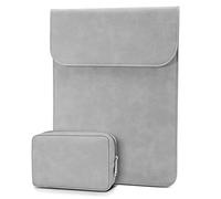 TECOOL Funda Portátil 13.3 Pulgadas,Funda Impermeable Cuero para Macbook Air/Pro 13 2022 M2 M1 2020-2012,2021 2023 MacBook Pro 14 M3 M2 M1,12.9 iPad Pro,Surface Laptop Sleeve-Gris Claro