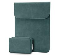 TECOOL Funda Portátil 13 Pulgadas Sleeve, Impermeable Cuero Funda para 2022 MacBook Air 13 M2/M1 2021 2020-2018,MacBook Pro 13 M2/M1 2022-2016,XPS 13,iPad Pro 12,9 2018-2021,Matebook 13-Verde Oscuro