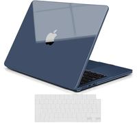TECOOL Premium Funda para MacBook Air M4 M3 M2 13,6 Pulgadas 2025 2024 2022 (A3240 A3113 A2681), Carcasa de Plástico Ultrafina y TPU Cubierta de Teclado UE, Azul Medianoche Ultrabrillante