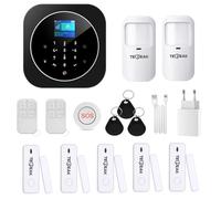 TecPeak - Sistema de Alarma doméstica sin Cables, Kit de Alarma WiFi/gsm con Seguridad Sirena Que Proporciona un Modo Altamente eficaz para Proteger tu hogar y Oficina (A1 Negro).