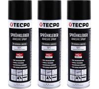 TECPO 1 K Spray adhesivo 3 x 500 ml Spray pegamento para techo de espuma, cielo nublado y paneles acústicos, transparente, resistente al calor hasta 110 °C
