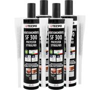 TECPO 4 morteros de inyección SF 300 ml, incluye mezclador estático para mortero de vebundsmortel, pegamento de ancla, para interior y exterior, para fijación de materiales de construcción sólidos y