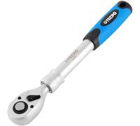TECPO Carraca reversible extensible 1/2", 290-420 mm, trinquete telescópico con 6 niveles de bloqueo, 72 dientes, función de liberación rápida, mango antideslizante 2K, alto par de torsión, carraca de